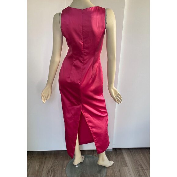 1990s Jessica McClintock Dress, Size 6, Hot Pink Sheath Dress - Picture 5 of 9